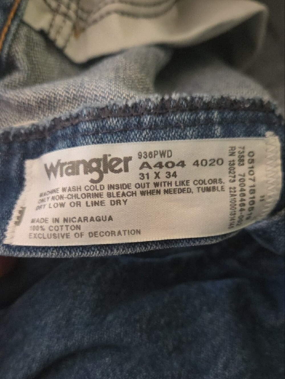 Wrangler Men's Blue Denim Jeans 31x34 - Picture 3 of 5